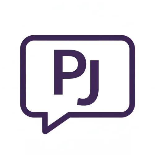 Litery P i J ("prosty język") w dymku wypowiedzi.